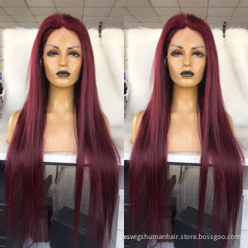 Wholesale Raw Peruvian Virgin Human Hair 99J 27 30 Colorful Hd Full Lace Front Wig Yeswigs Lace Frontal Closure Wig Human Hair